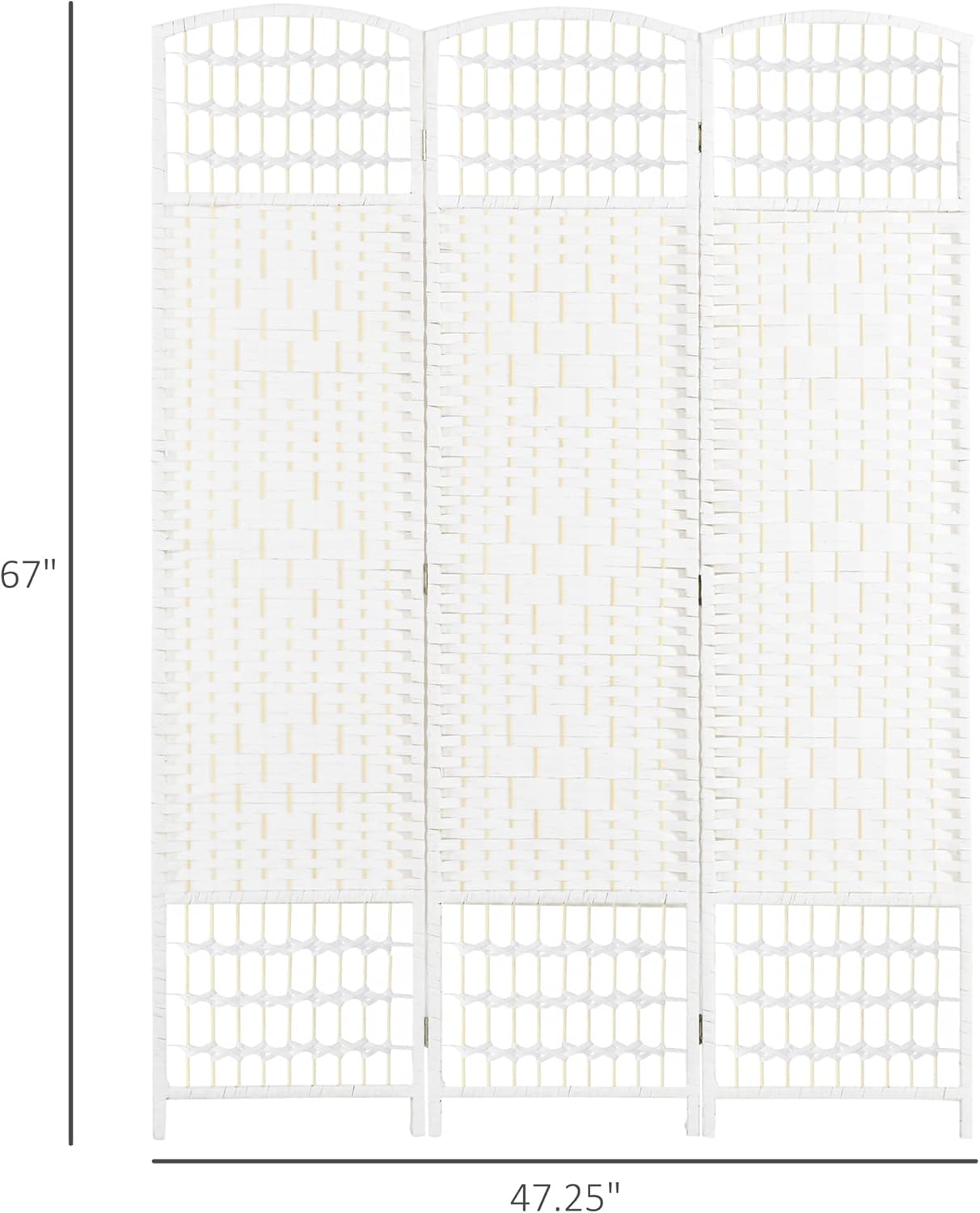 NicBex Room Divider 3 Panel Room Dividers with Woven Paper Design Partition Room Dividers and Folding Privacy Screens 5.6 FT Wall Divider for Office, Room Separation,47.25" W x 0.5" D x 67" H, White