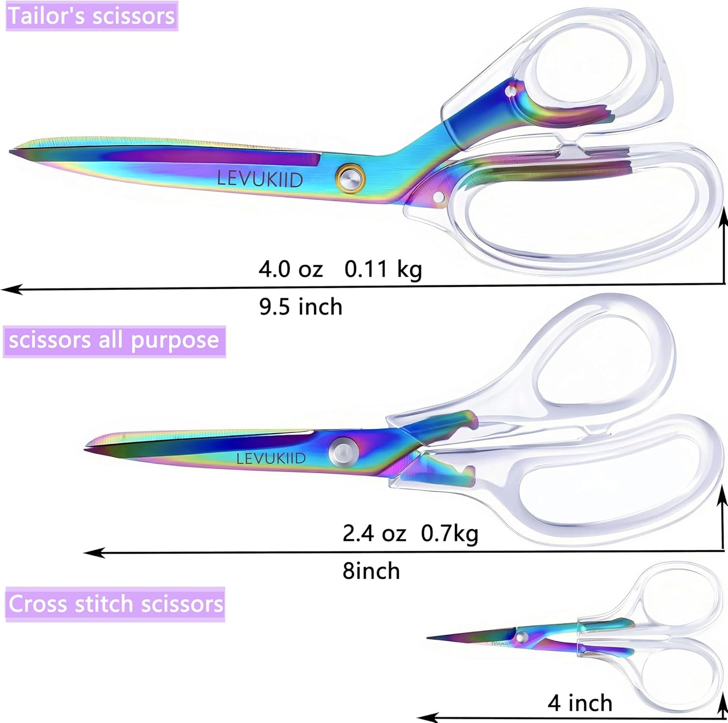 9 Inch All Purpose Scissors for Adults - Ins Style Clear Handle, 2Cr13 Stainless Steel Sharp Blade - Ideal for Fabric Crafts, Tailor's Shears - All-Purpose Fabric Scissors, Crafting & Office