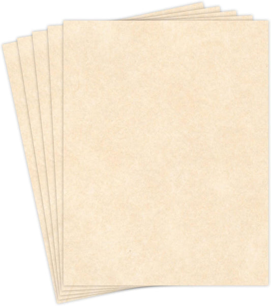 Natural Stationery Parchment Recycled Paper | 65Lb Cover Cardstock | 8.5” x 11” Inches | 50 Sheets Per Pack