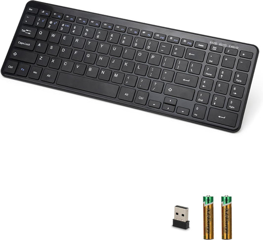 Wireless Bluetooth Keyboard, Universal Multi-Device Keyboard with Number Pad and Media Hotkeys, USB + Dual BT Connection, Ergonomic Design Slim for Windows Computer/Laptop/Tablet