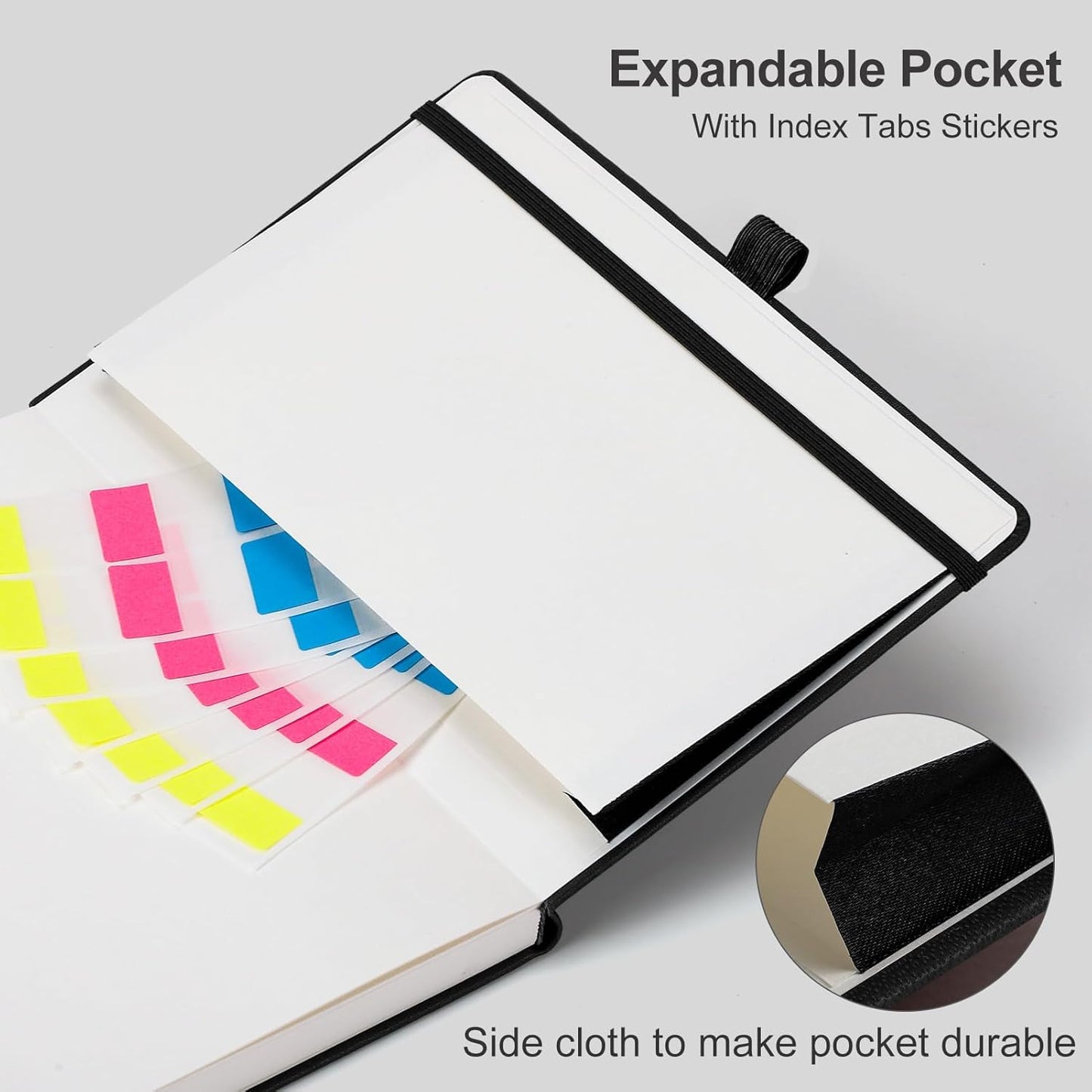 AHGXG Graph Paper Notebook - Grid Notebook Journal A5, 120 GSM Thick Graph Paper, 160 Pages, Leather Hardcover, for Graphing, Writing, Math, Engineering, 5.75'' × 8.38''- Black