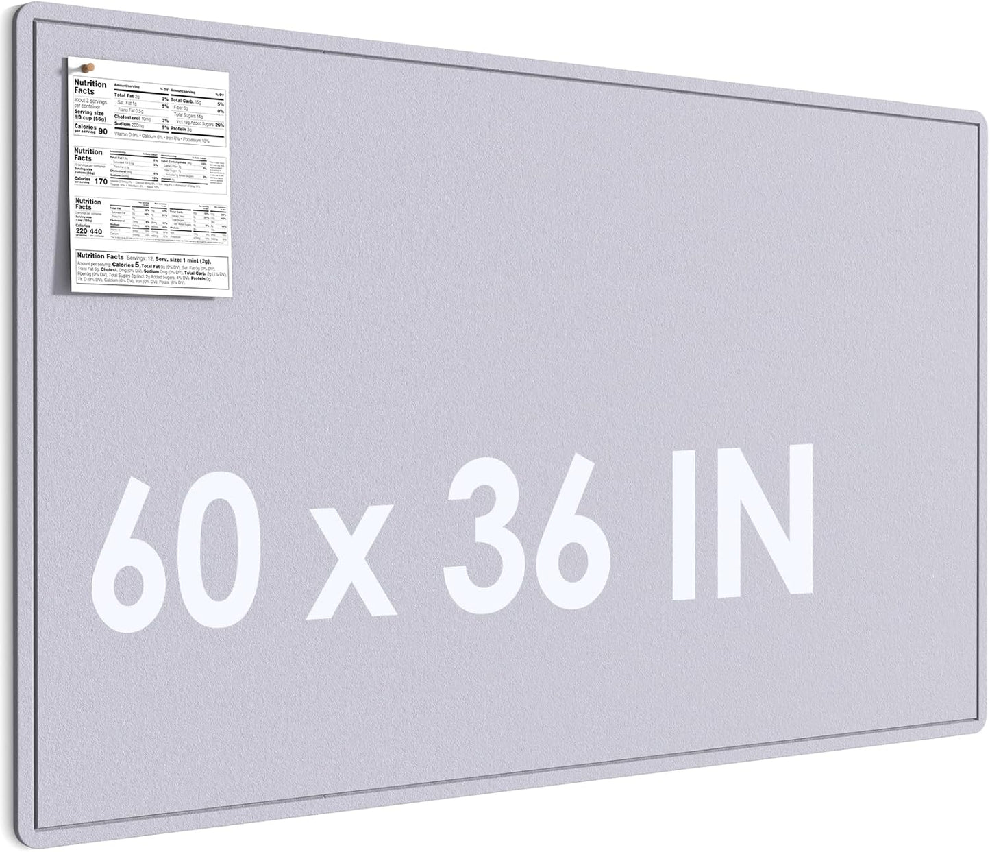 MaxGear Extra Large Bulletin Board 60" x 36", Foldable Felt Board Vision Board Supplies, Cork Board for Office, Home, School, Small Pin Boards for Walls Decorative Display Board Moonlight Gray