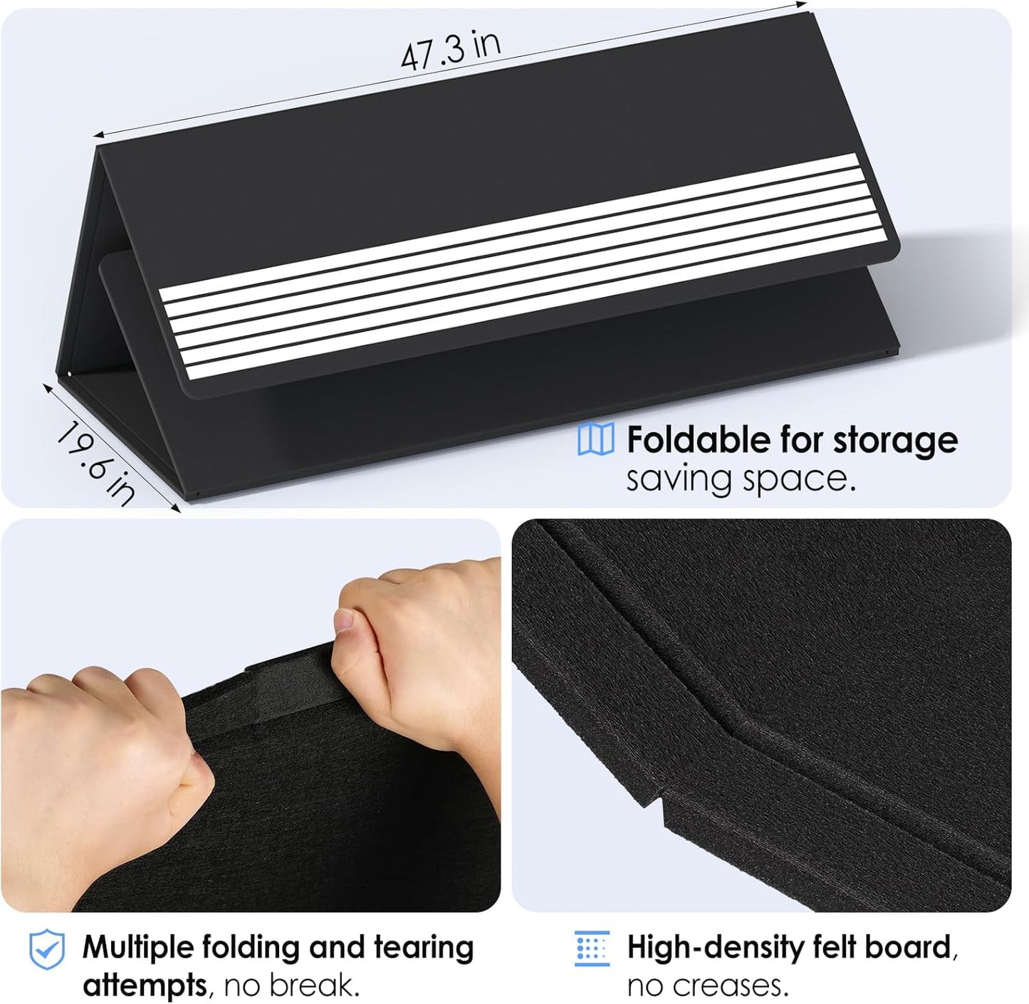 MaxGear Extra Large Bulletin Board 72" x 48", Foldable Felt Board Vision Board Supplies, Cork Board for Office, Home, School, Small Pin Boards for Walls Decorative Display Board Black