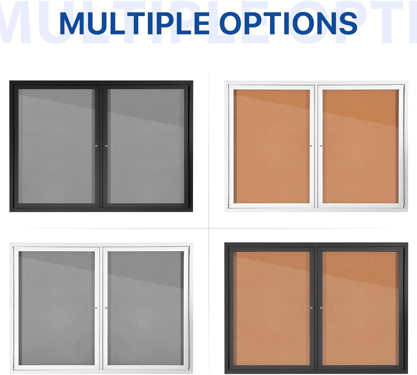 SWANCROWN Enclosed Bulletin Board 48x36in, Outdoor Bulletin Board Weatherproof for Office School Commerce, Grey Felt, Black Aluminum Frame