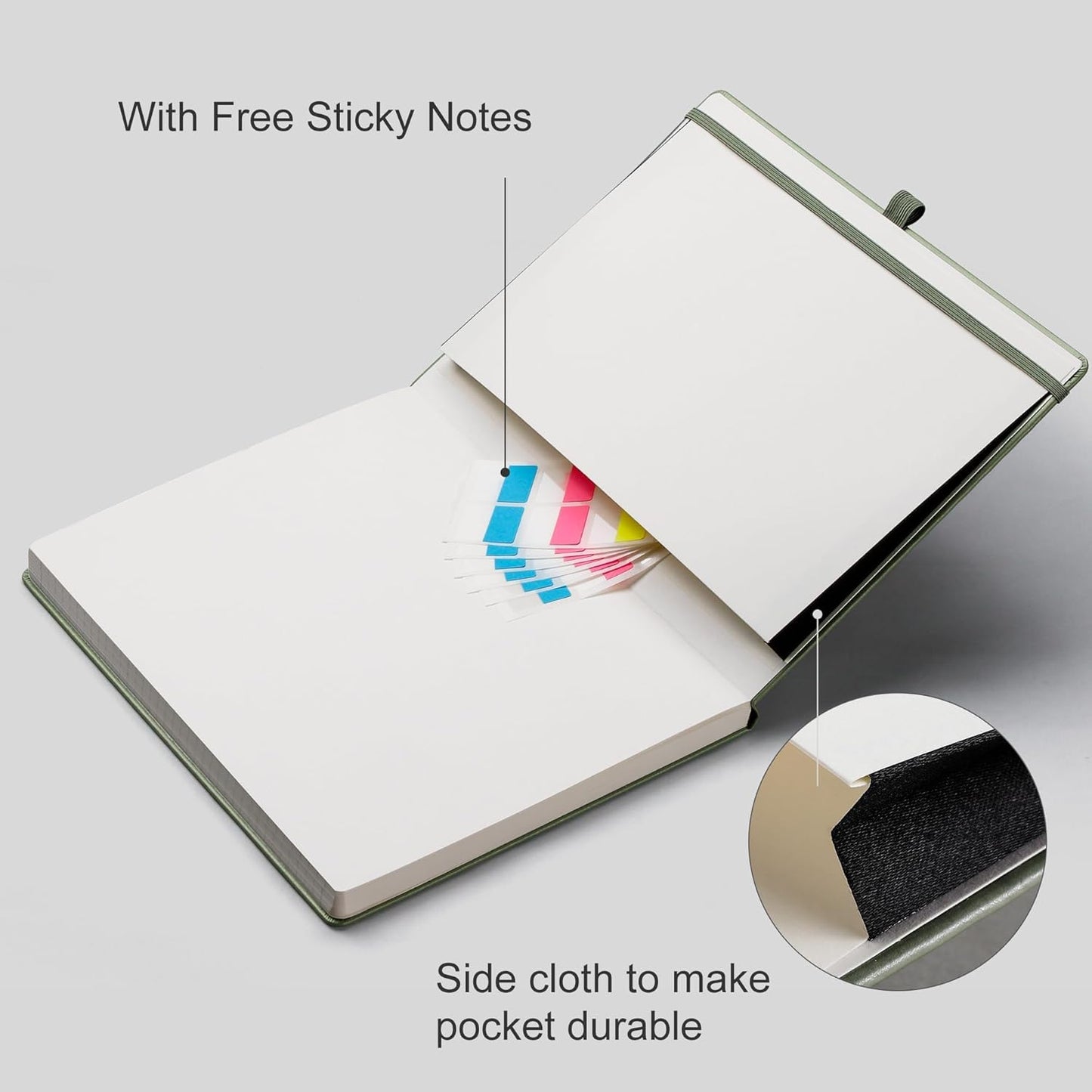 EMSHOI Graph Paper Notebook 8.5 x 11, 192 Pages Hardcover Grid Notebooks for Work, 100GSM Graph Paper, A4 Large Leather Journals for Women Men Writing, Graphing, Engineering, Green