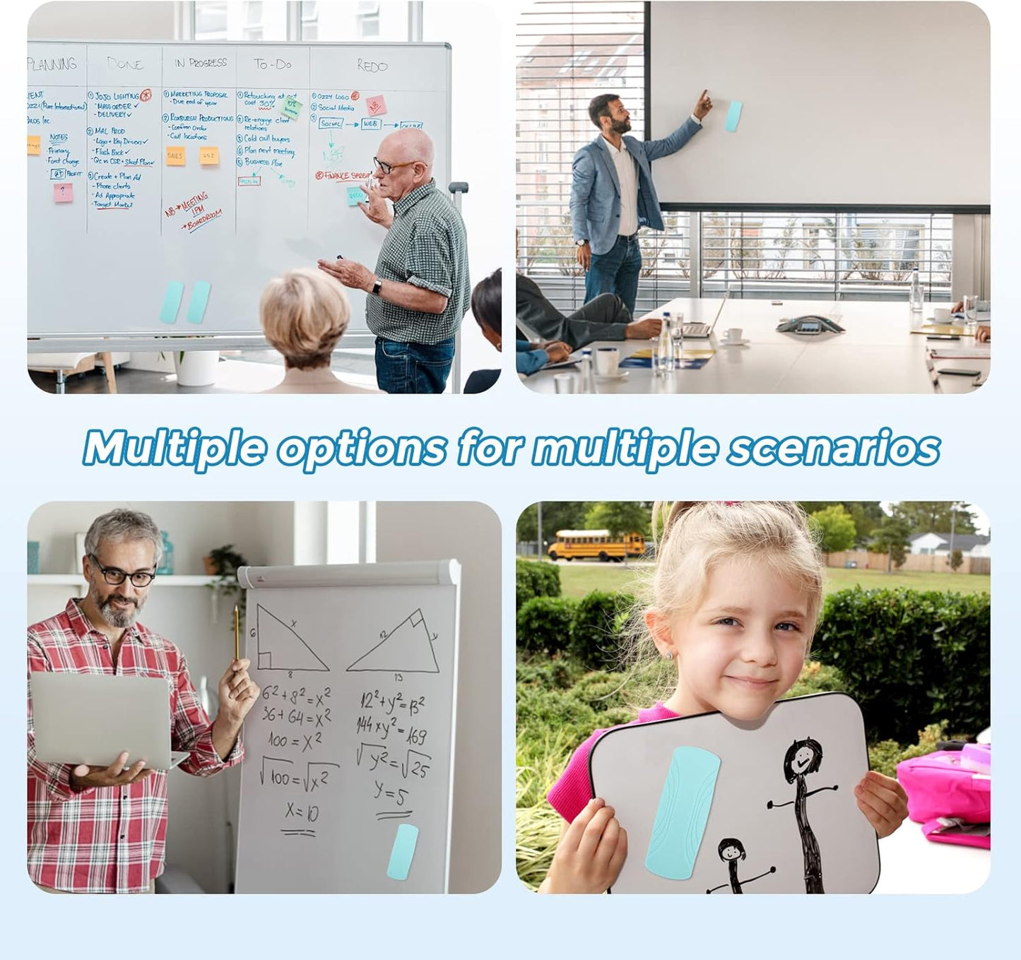 Ddaowanx Whiteboard Eraser, Magnetic Dry Erase Eraser, Glass Board Eraser,School and Office Supplies, Pack of 2 (Pink)