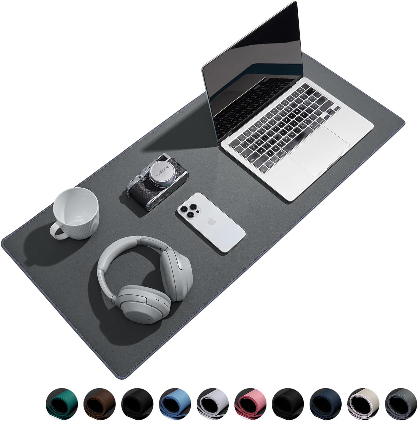 Waterproof Large Gaming Mouse Pad with Durable Stitched Edges, Non-Slip Rubber Base, Smooth Surface Mouse Mat Desk Pad for Home Office Gaming, 27.5"x11.8"x0.08", Dark Gray