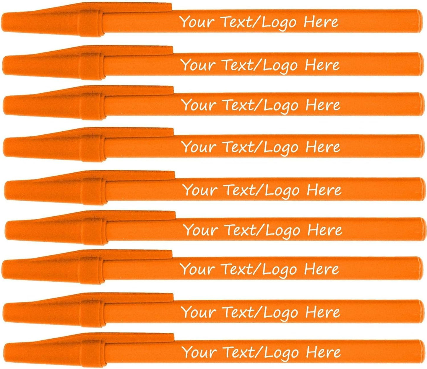 Personalized Stick Pens With your Custom Logo or Text-500 Pack Bulk-for Businesses, Parties, and Events, Custom Printed Slim Ballpoint Pens Colored with Cap, Orange, Black Ink