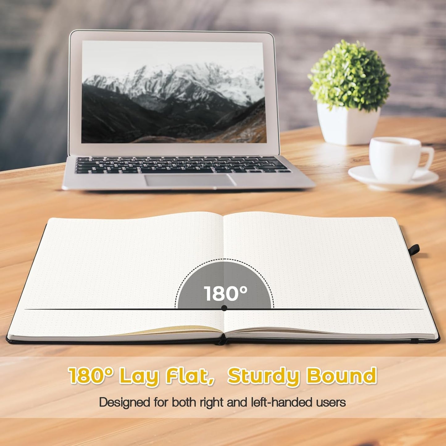 Dotted Journal, Hardcover Notebook 8.5 x 11, Dot Grid Notebook Journal for Women, Men, Large Leather Journals for Writing, Bullet, No Bleed Thick Paper, A4 Notebooks for Work, School, Notes, Yellow