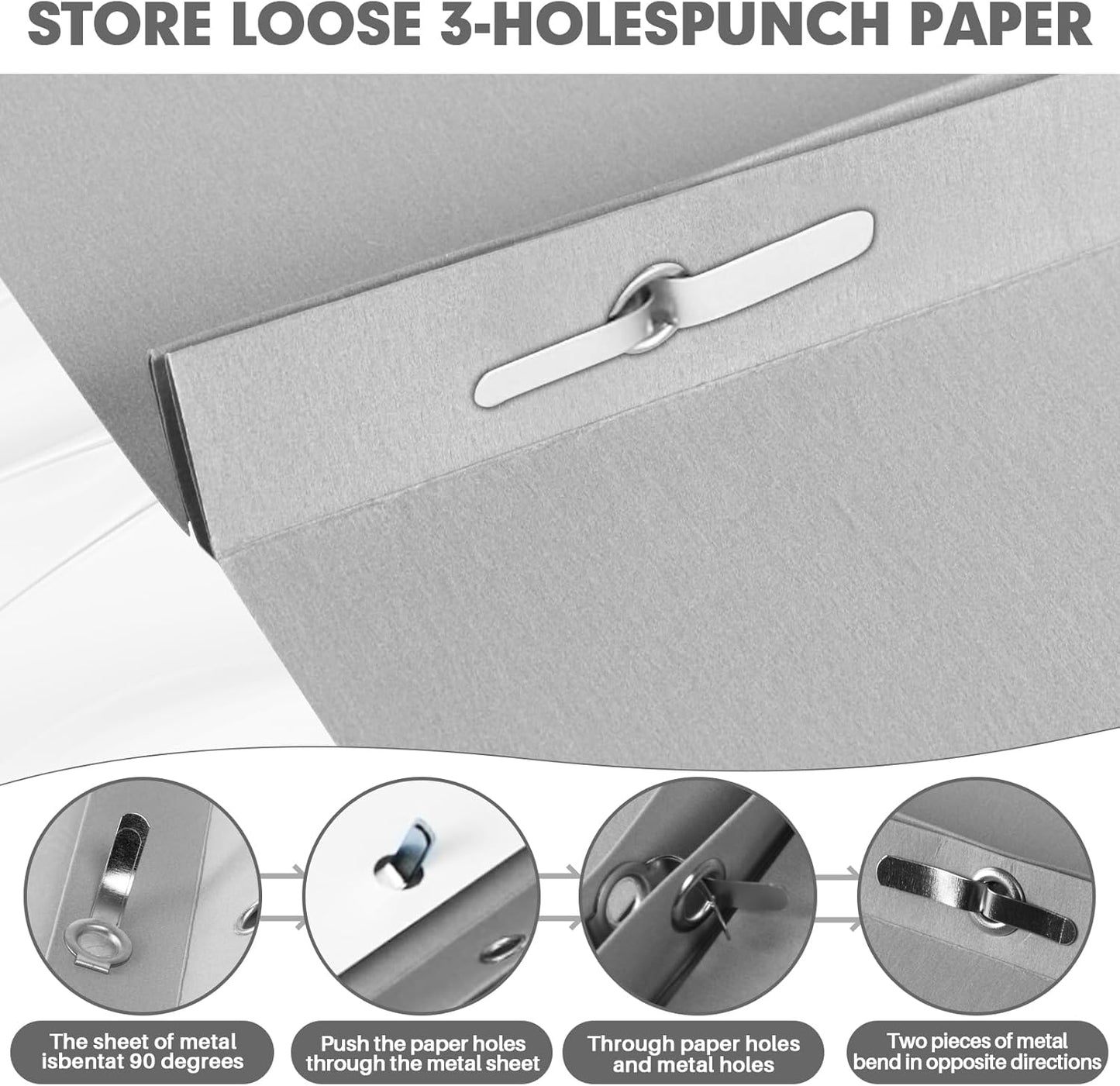 Two Pocket Folders, RAZCC 75 Pack Two Pocket Folders with Prongs, 3 Prong Folders Fit Letter Size Paper, Pocket File Folders for School Office Home Business, Grey