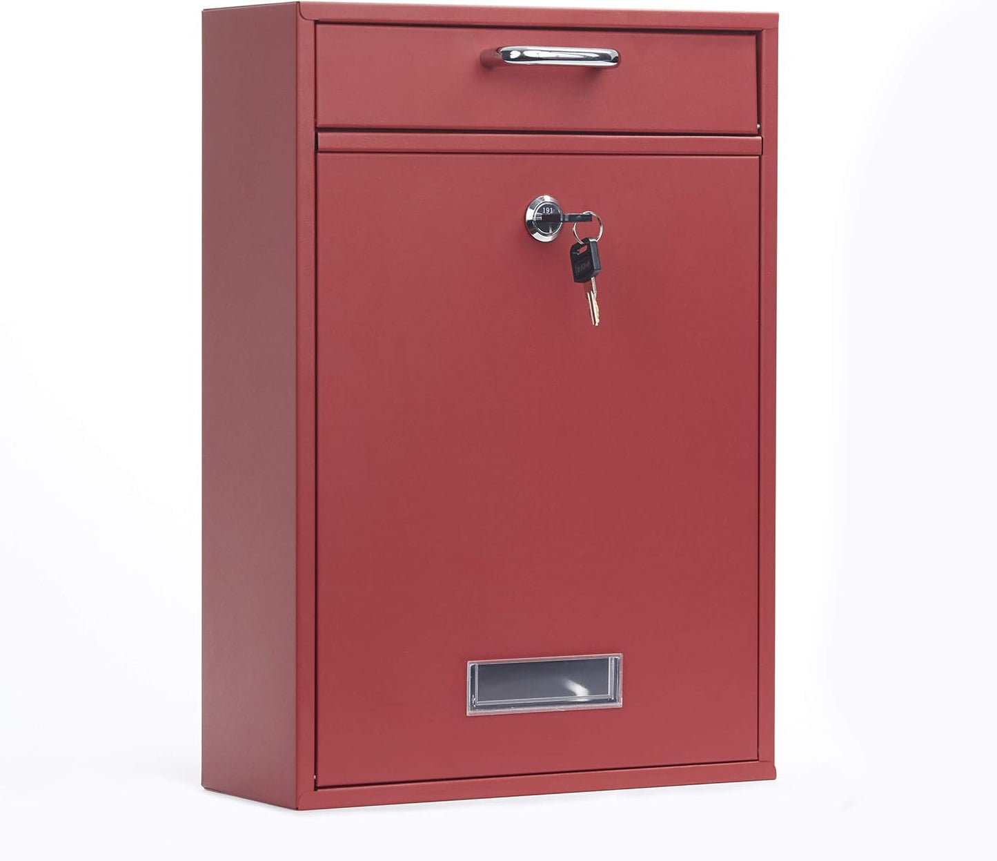 Wall Mounted Locking Vertical Dropbox Mailbox - Safe and Secure | Made with Galvanized Steel (Large, Red)