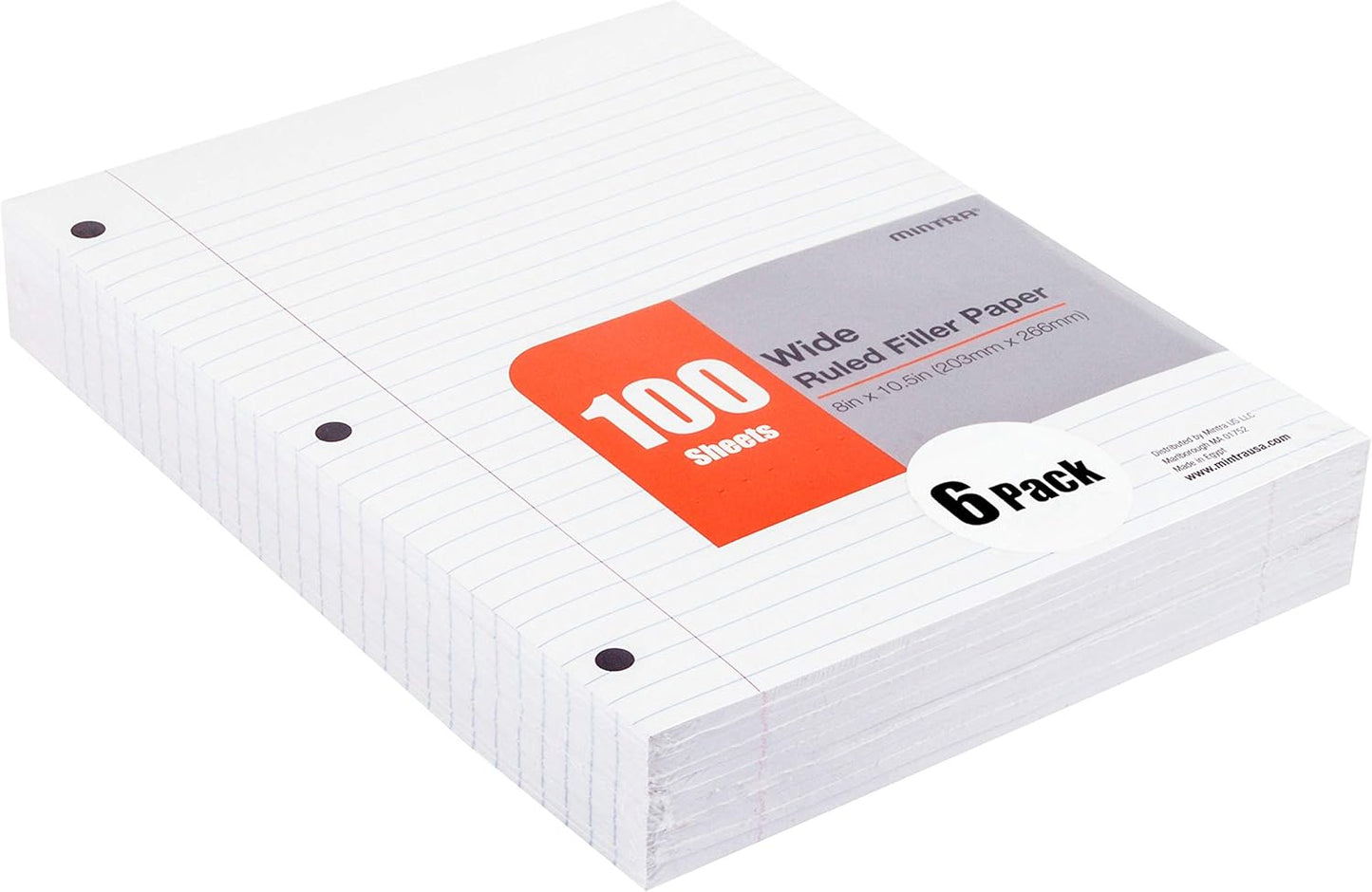 Mintra Office Filler Paper (Wide Ruled, 2400 Sheets (4-6pks))