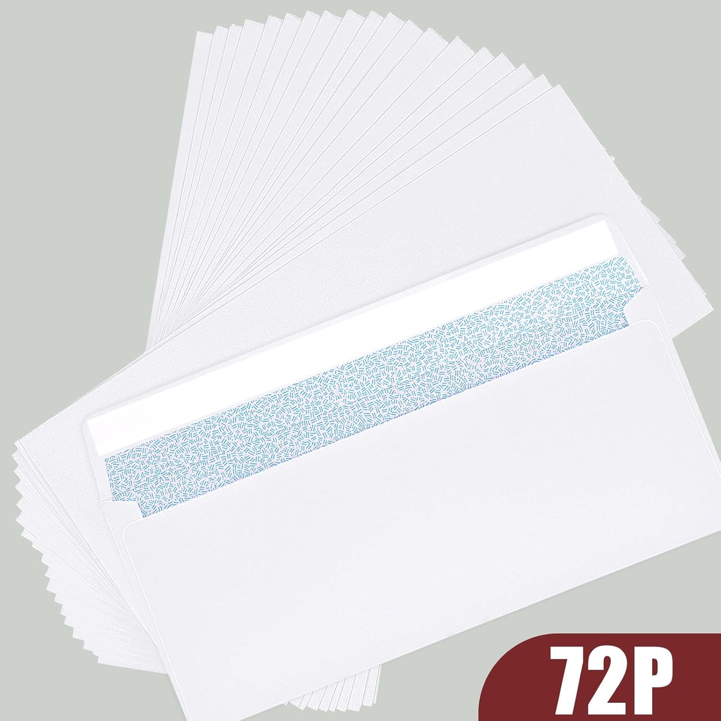 Joyberg 72 Packs #10 Envelopes, Business Envelopes, Envelopes Self Seal, Security Envelopes, Peel and Seal Closure, Size 4-1/8 X 9-1/2 Inches, White, 26LB