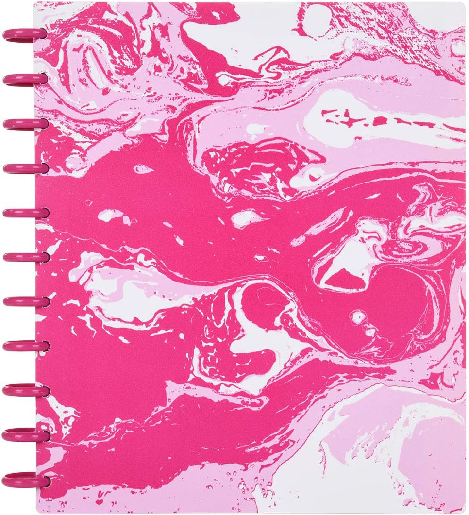 Talia Discbound Notebooks, Planner, Customizable, (Pink Marble Flow w/90's Pink Discs, Letter (8.5in x 11in))