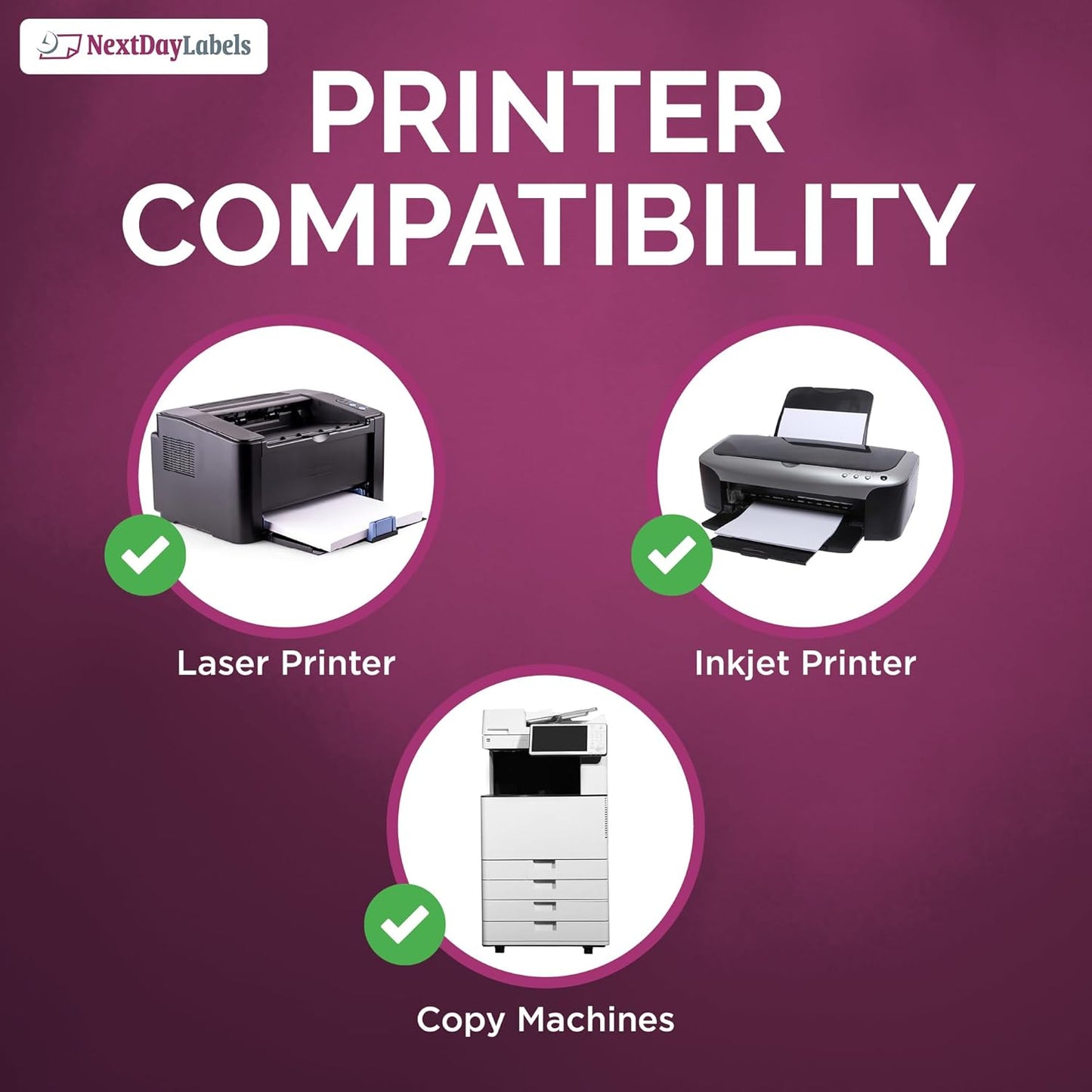 NextDayLabels 3.33 Inch Round Matte White Labels - Laser/Inkjet Printer Compatible (600 Labels)