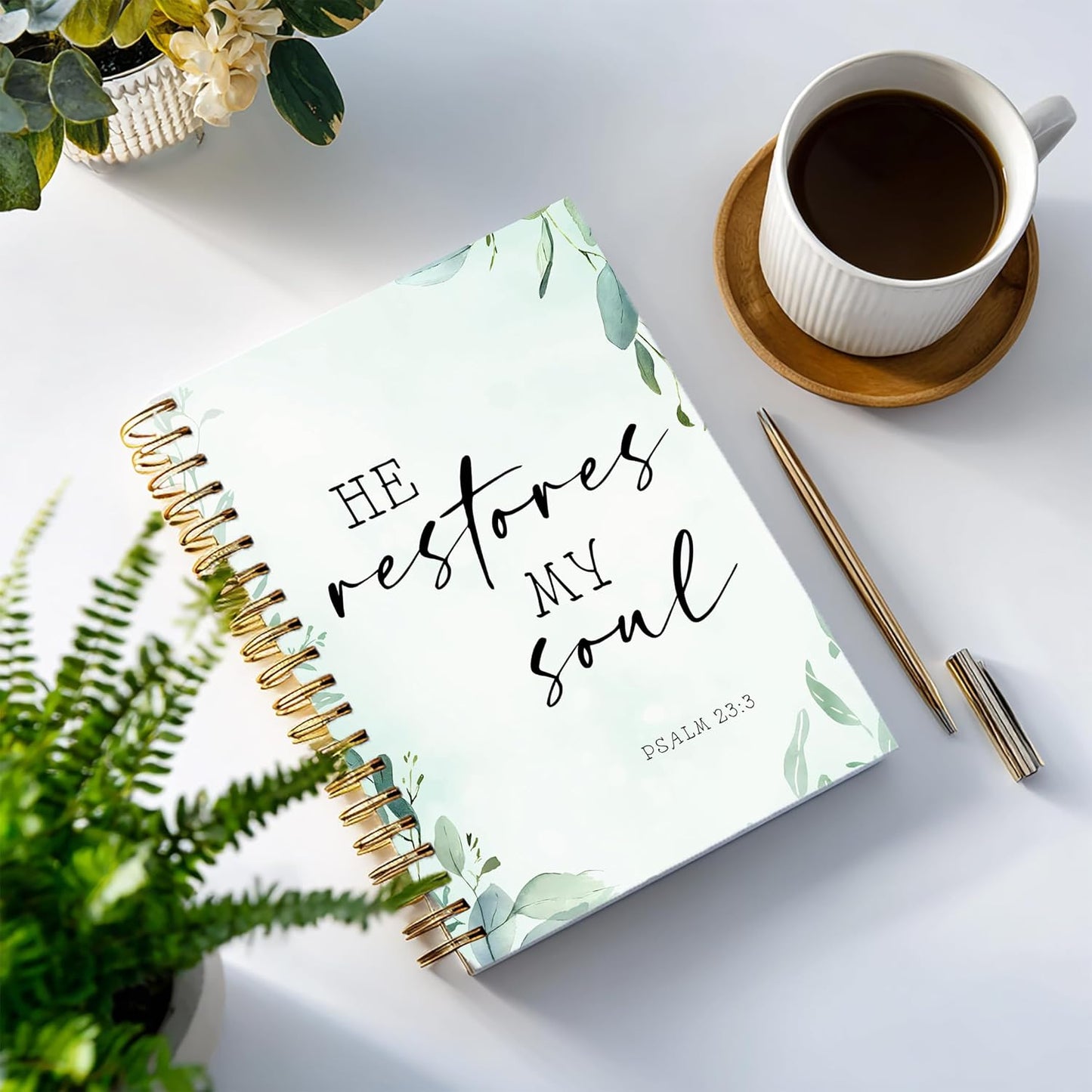 Bible Notebook, A5 Spiral Christian Journal with Floral Pink Butterfly Notebook, Bible Verse-I Can Do All Things Through Christ Who Strengthens Me, Inspirational Notebooks for Women, Bible Study, Gift for Birthday Christmas, Office Supplies (Light blue)