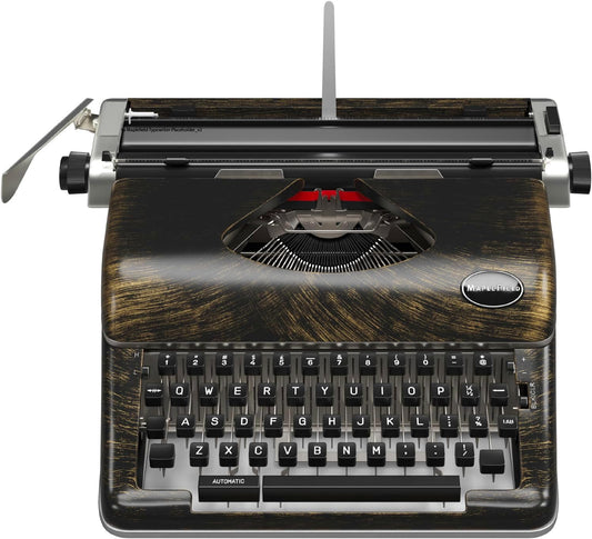 Maplefield Vintage Manual Typewriter - Bronze, Fits Standard 8 x 11 in Sheets - Antique-Style Functional Retro Portable Design & Easy Setup for Home & Office Decor