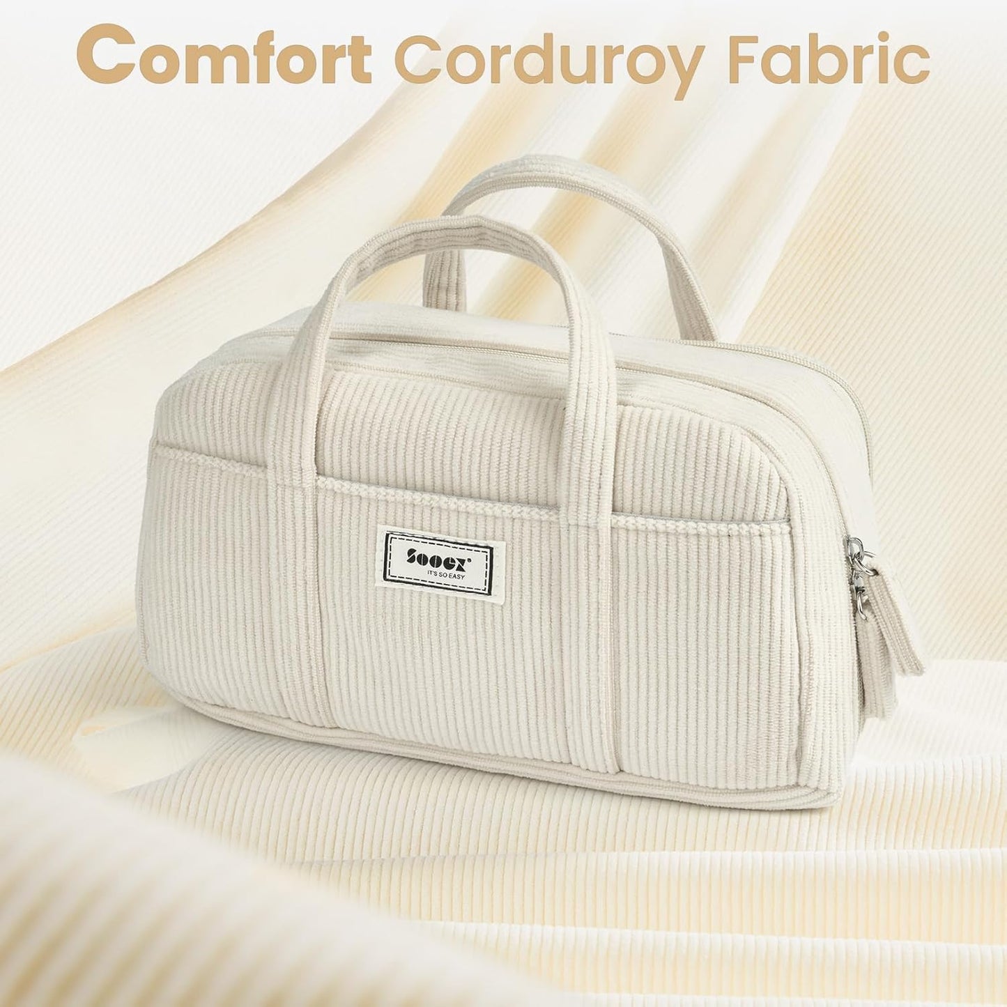 Sooez Large Pencil Case Pouch, Extra Big Pencil Bag with 5 Compartments, Pen Bag Wide Opening, Soft Corduroy Pen Pouch Organizer with Zipper, Cute Aesthetic School Supplies for Teen Girls-Green