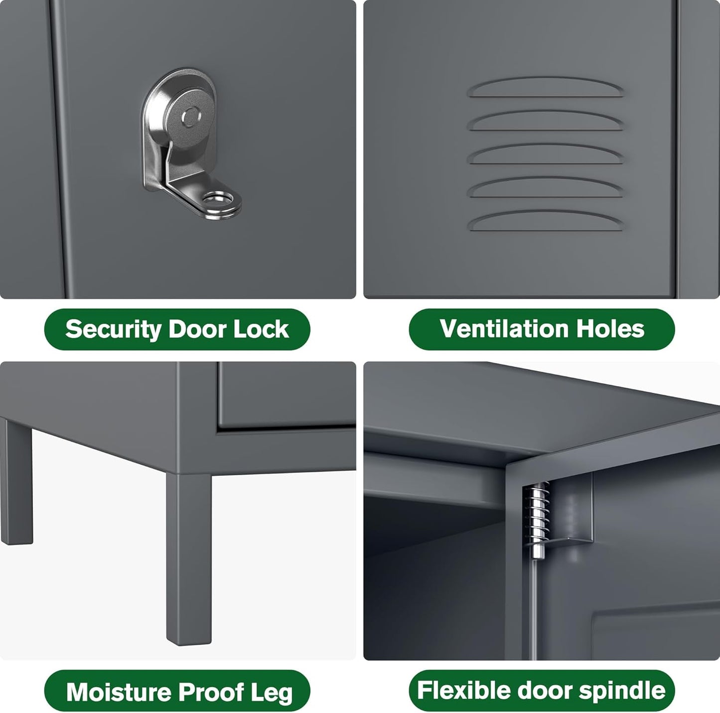 Metal Lockers for Employees with 18 Door,Metal Storage Locker with Lock for School Garage Gym Office Home Bedroom,Assembly Required,18 Doors Dark Grey