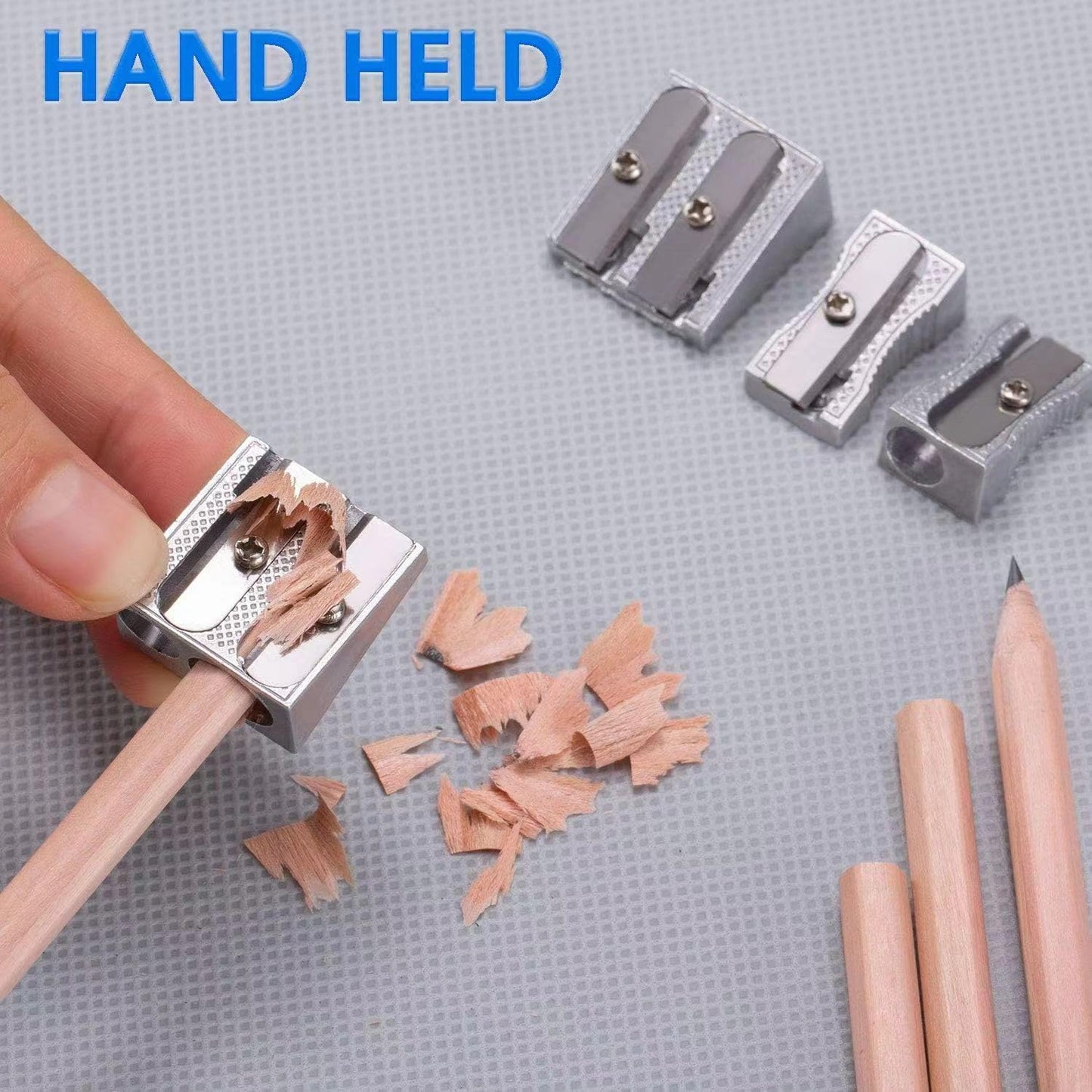 Metal Pencil Sharpeners, 4pcs Manual Double Hole Pencil Sharpener for Colored Graphite Pencils, Crayon Sharpener, Home School Office