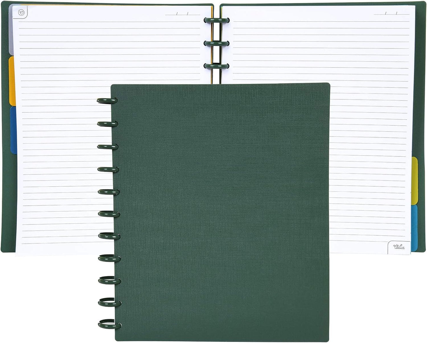 Talia Discbound Notebooks, Planner, Customizable, (Green Olive w/Green Olive Discs, Letter (8.5in x 11in))