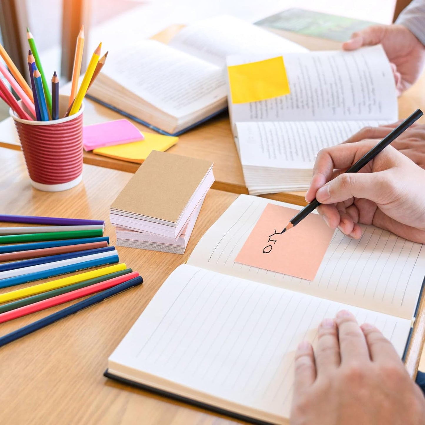 Fainne 300 Pcs Blank Index Cards 180 Gsm Thick Card Stock Assorted Color Neon Blank Flash Cards Colorful Study Notecards for Organizing(2 x 3 Inch,Yellow Series)