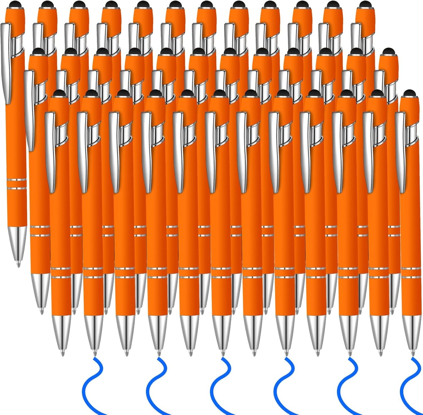 36 Pcs Blue Ink Ballpoint Pen with Stylus 2 in 1 Ballpoint Pen for Touch Screens School Office Coworkers (Orange)