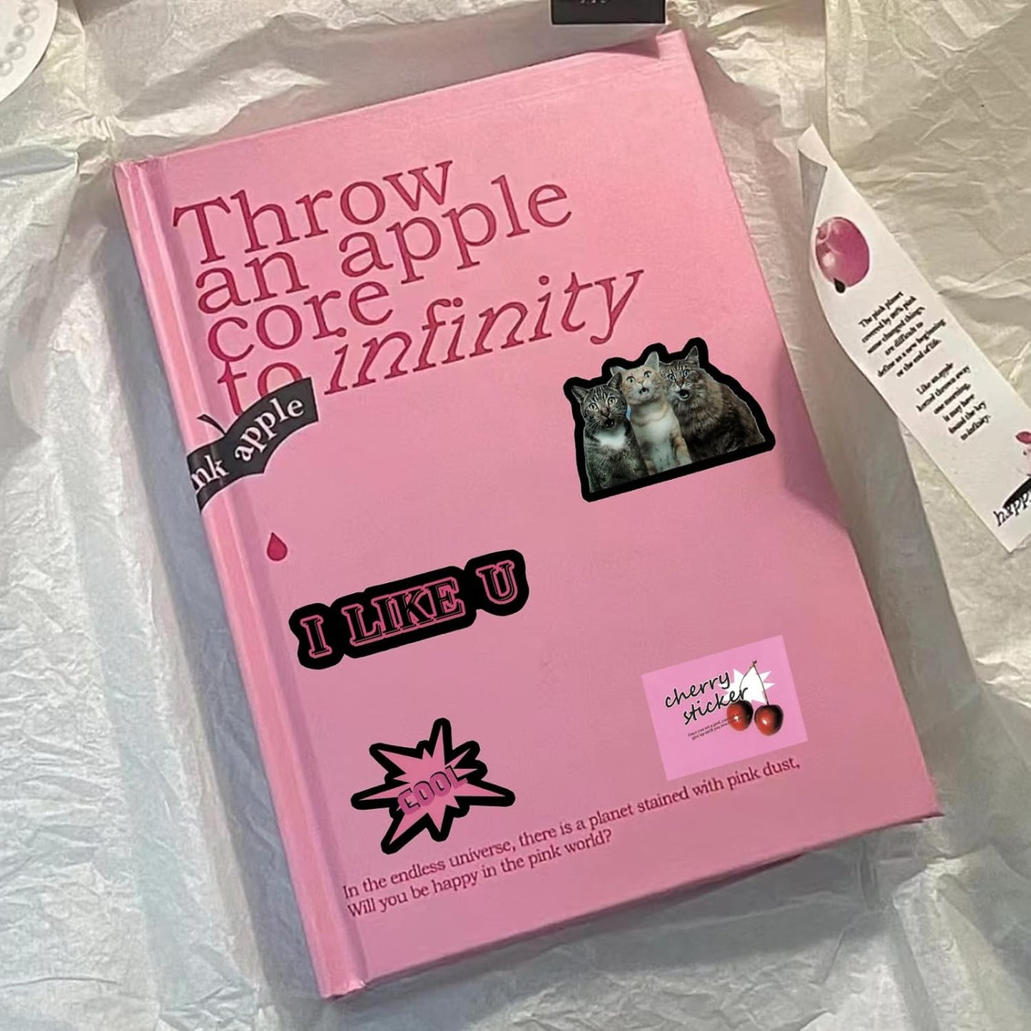 100 Pcs Cute Cartoon Pink Words Style Stickers for Scrapbooks,Cute Vinyl Stickers for Water Bottles Skateboard Notebooks Phone Kindle,Laptop Stickers for Kids Teens Adults Girls