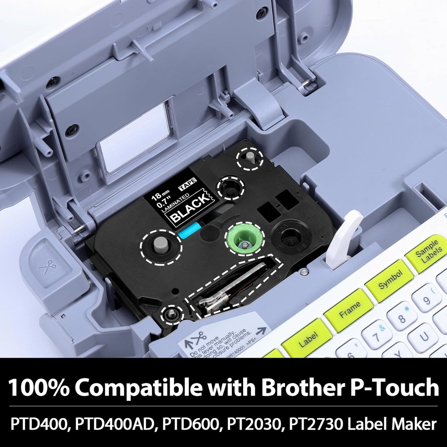 Label KINGDOM TZe-345 18mm White on Black Replacement for Brother TZe345 TZe Tz Tape 18mm 0.7 Laminated Black Label Tape 3/4" Compatible with Brother P Touch PT-D400 PT-D410 PT-D600, 3-Pack