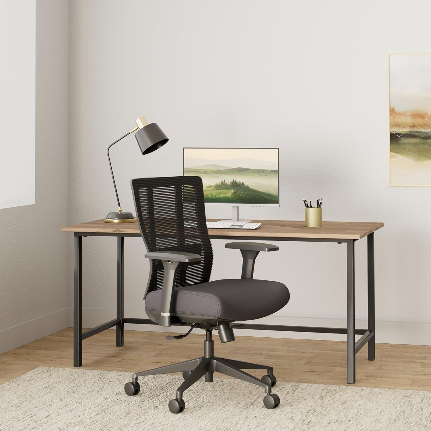 Bitchair Ergonomic Mesh Conference Room Chair - Adj Lumbar Support Computer Desk Chair with Height Adjustable Arms - Seat Depth Adjustable Home Office Chair - (Black) (Pack of 1)