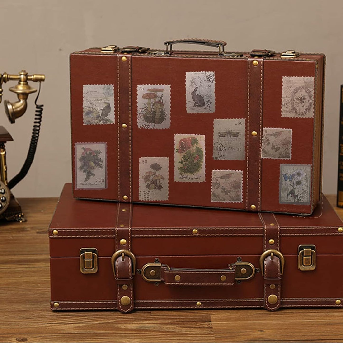 60pcs Vintage Postage Stamp Stickers, Aesthetic Sticker for Scrapbooking, Journaling Supplies, Planners, Kid DIY Art Crafts, Bullet Journal Ephemera