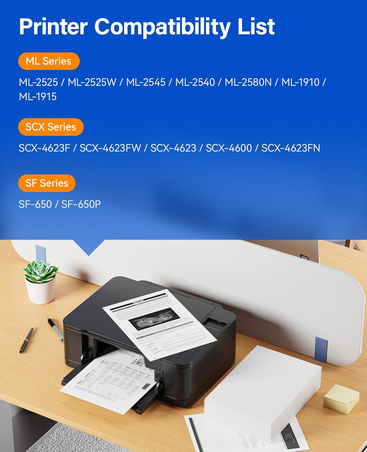 MLT-D105L Toner Cartridge Black 2-Pack High-Yield Replacement for Samsung MLT-D105L D105L Compatible with Samsung ML-2525 ML-2540 ML-2580N ML-1910 ML-1915 SCX-4623F SCX-4623FN SCX-4600 SF-650 Printers