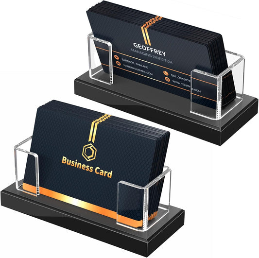 NIUBEE Acrylic Business Card Holder: Clear Plastic Business Cards Display Stand for Desk - Gift Card Organizer for Office 6 Pieces