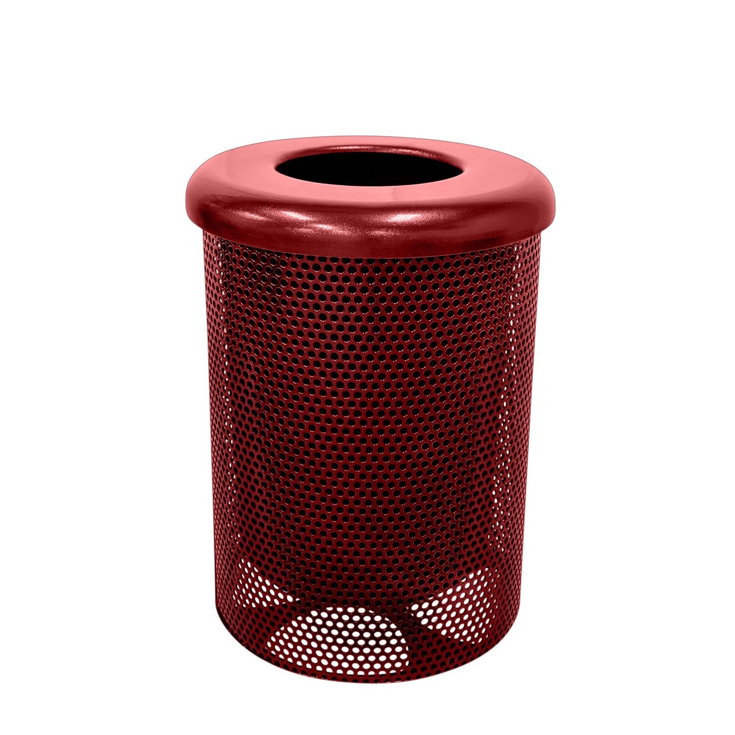 RFT-P-TXTBUR Heavy Duty Round Trash Receptacle with Flat Top, Liner Included, 32 Gallon, Textured Burgundy, Made in America