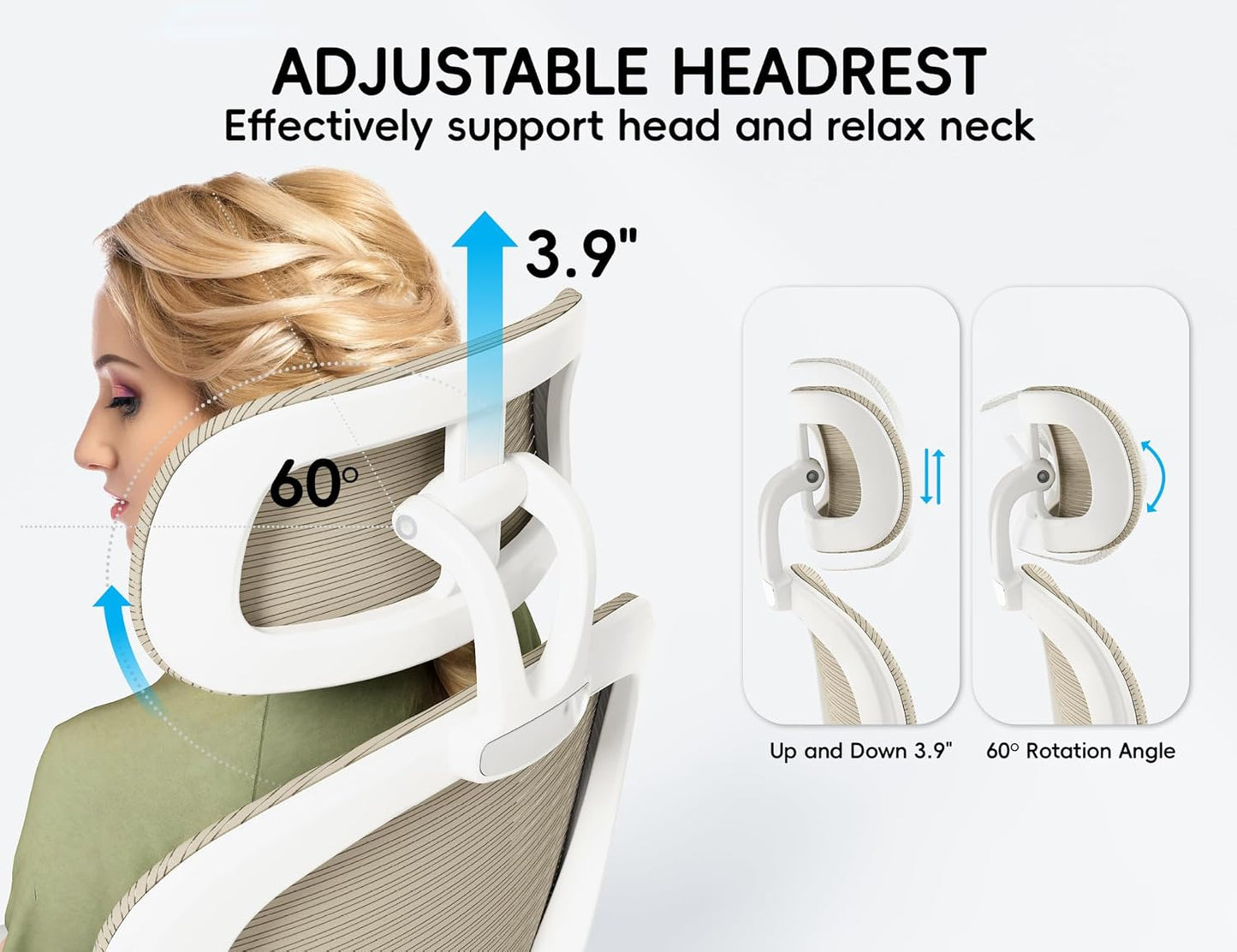 TRALT Office Chair - Ergonomic Office Chair with Back Support, Computer Chair - Home Office Desk Chairs, 330lbs Wide Seat Big and Tall Office Chairs with Headrest, Comfy Desk Chairs (Beige)