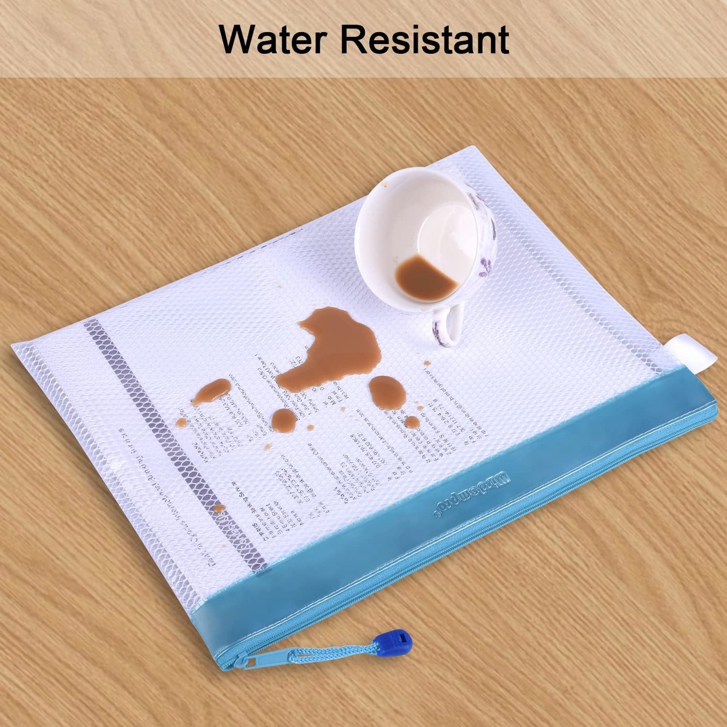 Zipper Pouch, Wisdompro 4 Packs Durable Letter Size Waterproof Mesh File Bag, Document Organizer - Blue/Purple