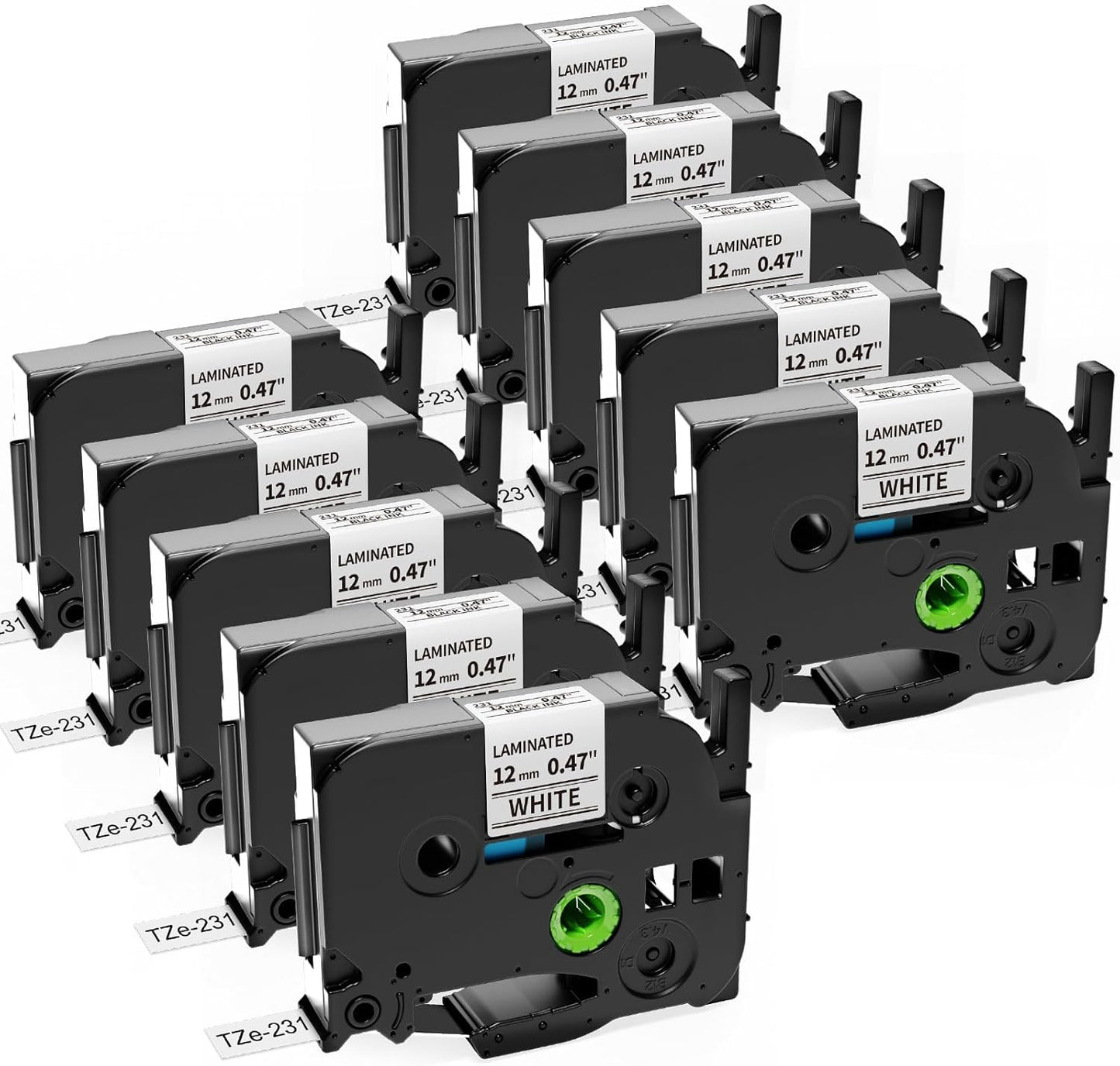 10-Pack Replace for Brother P Touch Label Maker Tape TZe-231 TZe TZ Tape 12mm 0.47 Laminated White TZe231 Label Tape for Brother Ptouch PT-D210 PT-D220 PT-H110 PT-D610BT PT-D600 PT-D410 PT-D400 PTH111