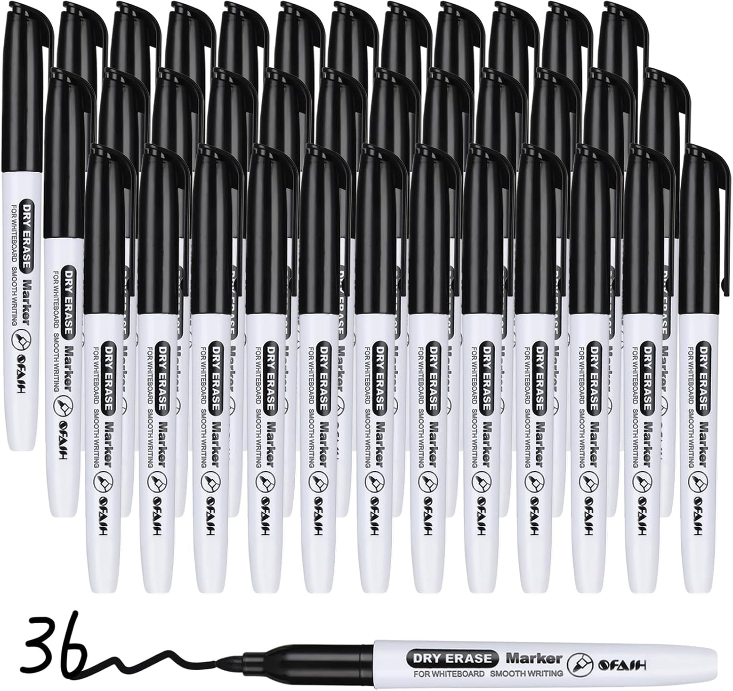 SFAIH Dry Erase Markers Whiteboard Markers - 36 Pack Black Dry Erase Marker Fine Tip For Kids Adults, Dry Erase Markers Bulk No Odor For Office Supplies Classroom Must Haves