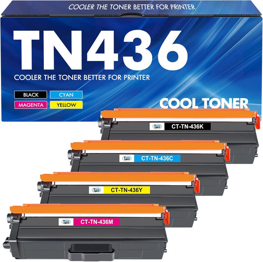 TN436 TN-436 Toner Cartridge Compatible for Brother TN436 TN 436 TN-436 TN436bk Toner Cartridge Brother MFC-L8900CDW HL-L8360CDW HL-L8360CDWT HL-L9310CDW MFC-L9570CDW Printer (BCYM, 4 Pack)