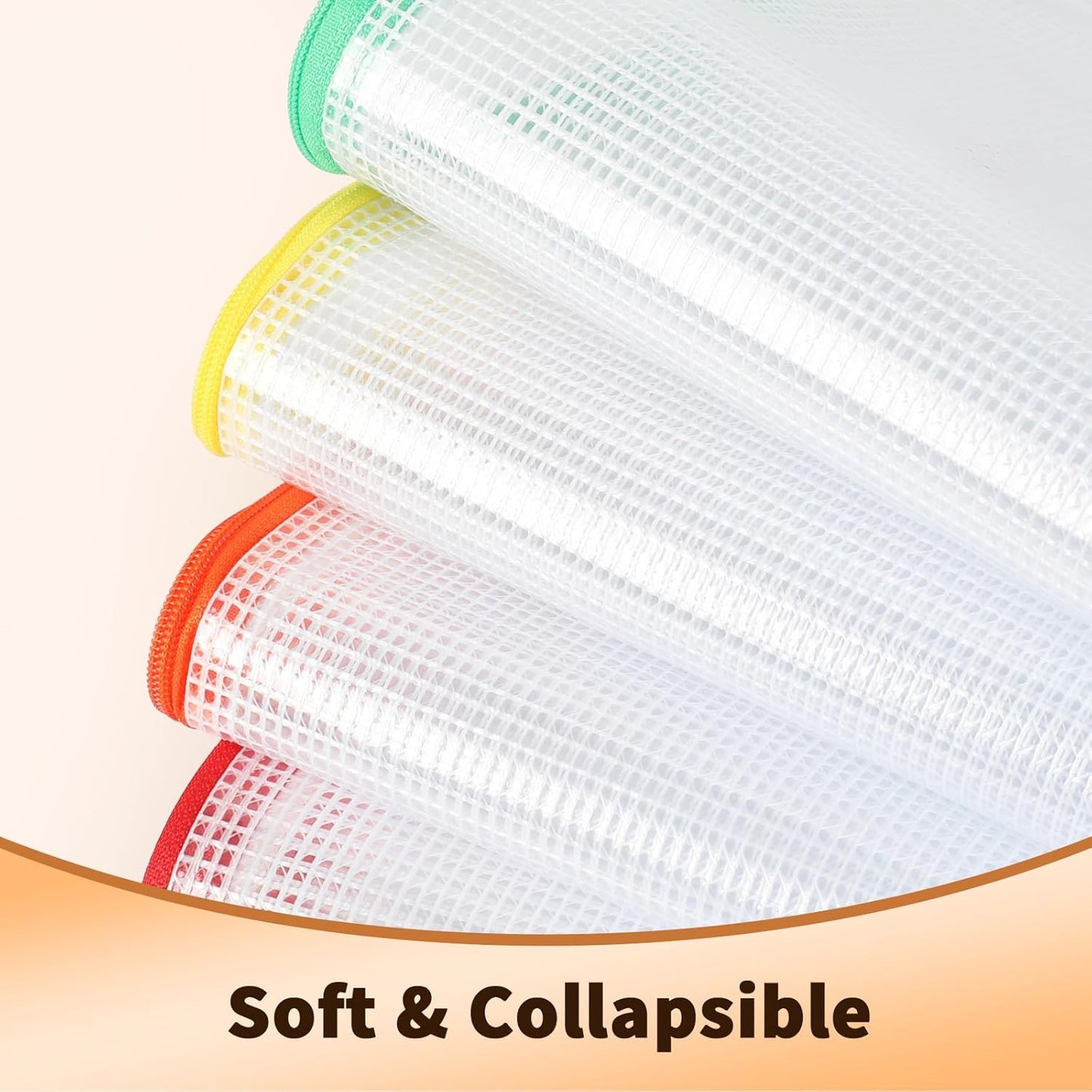 Umriox Mesh Zipper Pouch Bags, A3+A4+A5, (6 colors, 18 Packs), Clear Zipper Pouches, Waterproof Zipper Pouches for Office Supplies Cosmetics Travel Storage