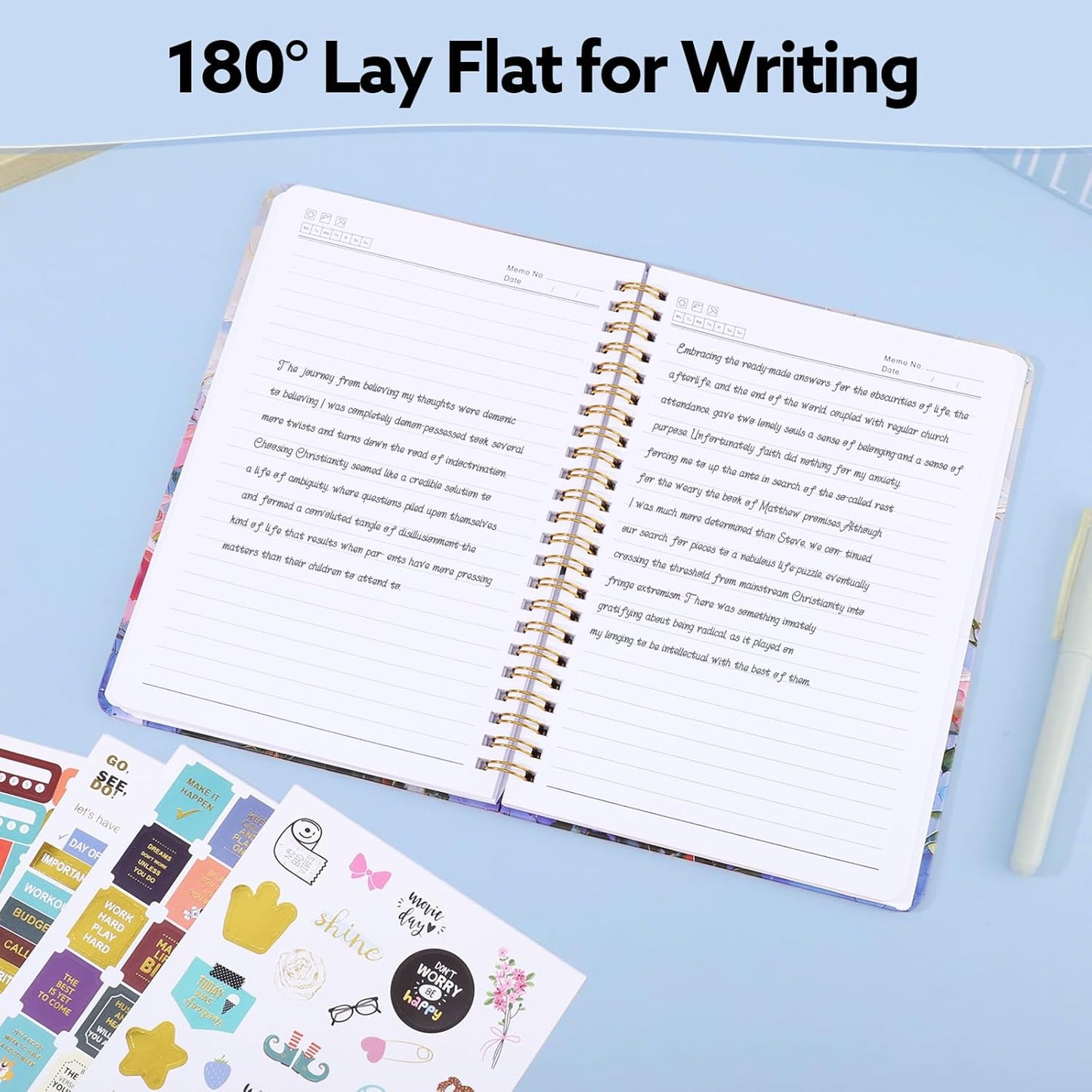 Lined Spiral Notebook, 140 Pages College Ruled Journal for Women A5 Journaling Notebooks for Work & Note Taking Perfect for Men Women Office Home School, 5.9" x 8.3"-Pink Flower