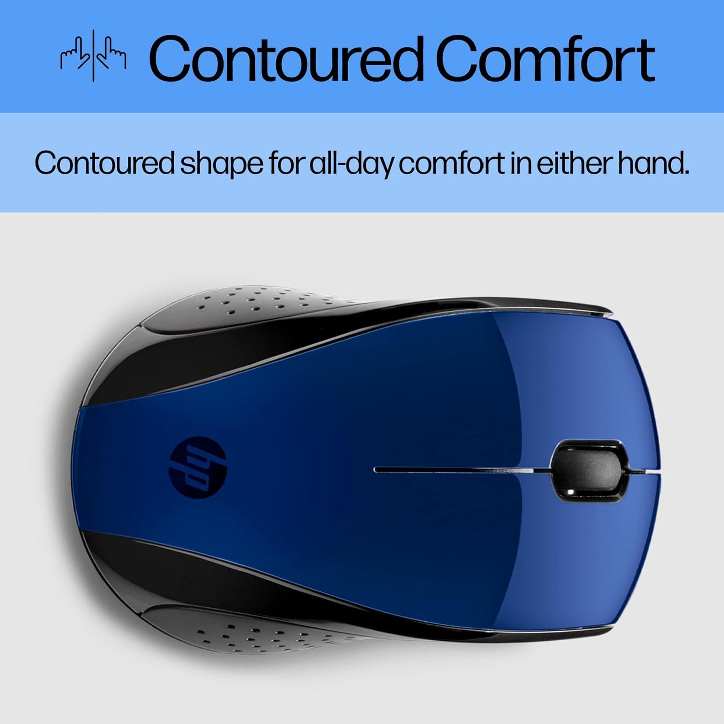 HP X3000 G3 Wireless Mouse - Blue, 15-Month Battery, Side Grips for Control, Travel-Friendly, Blue LED, Powerful 1600 DPI Optical Sensor, Compatible with Wins PC/Laptop, Mac, Chromebook (683N8AA#ABL)