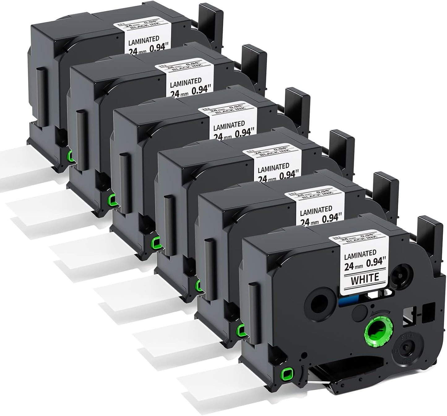 Markdomain Compatible TZe-251 TZe TZ 24mm 0.94 Black on White Label Tape Replacement for Brother PTD600 PTD600VP PTP700 PTP710BT PTP750W P Touch 24mm.94 White TZE251 TZ-251 Label Refills, 6-Pack