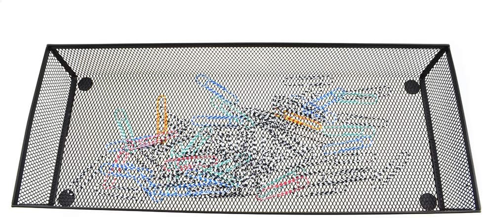 HAHIYO Stackable Mesh Tray Cup 15 x 6 x 2 inches Sturdy Container for Desk Drawer Organizer Collection for Home Office School kitchen Soft Foam Feet No Sharp Edges 1 Pack Black