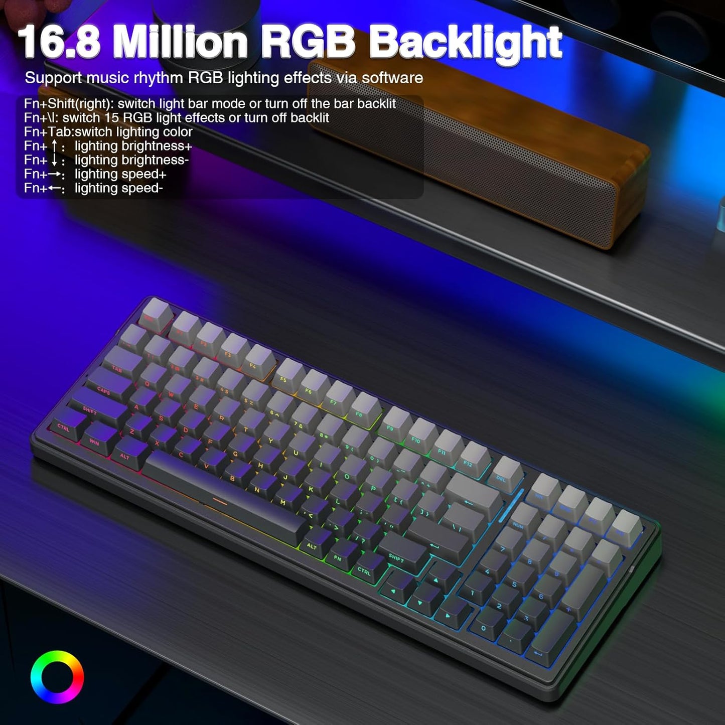 AULA F99 Pro Wireless Mechanical Keyboard,Hot Swappable Custom Keyboard,RGB Backlit,Pre-lubed Linear Switches,Side Printed PBT Keycaps,2.4GHz/USB-C/BT5.0 Mechanical Gaming Keyboards