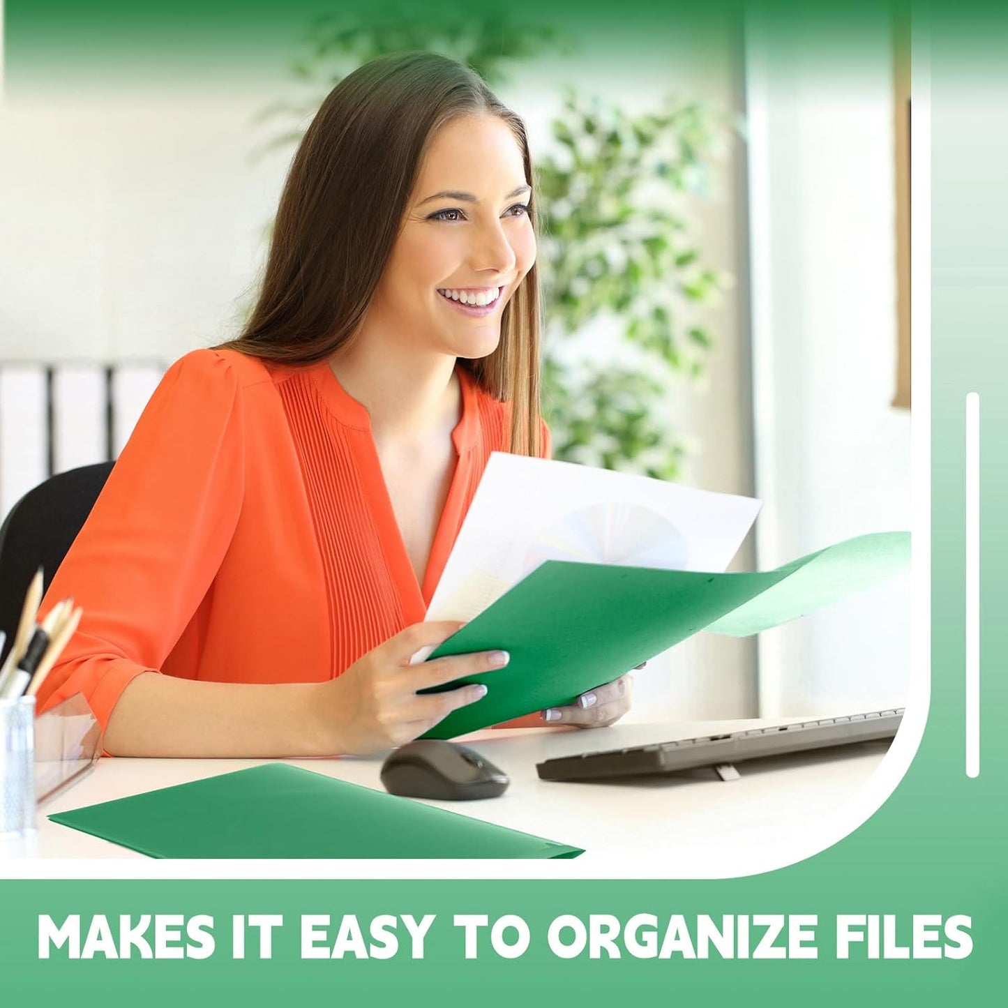 Henoyso 150 Pcs Plastic Folders with Clear Front Pockets Bulk Heavy Duty File Folders with 2 Pockets and Card Slot for Student Teacher Back to School Supplies Office Presentation (Green)