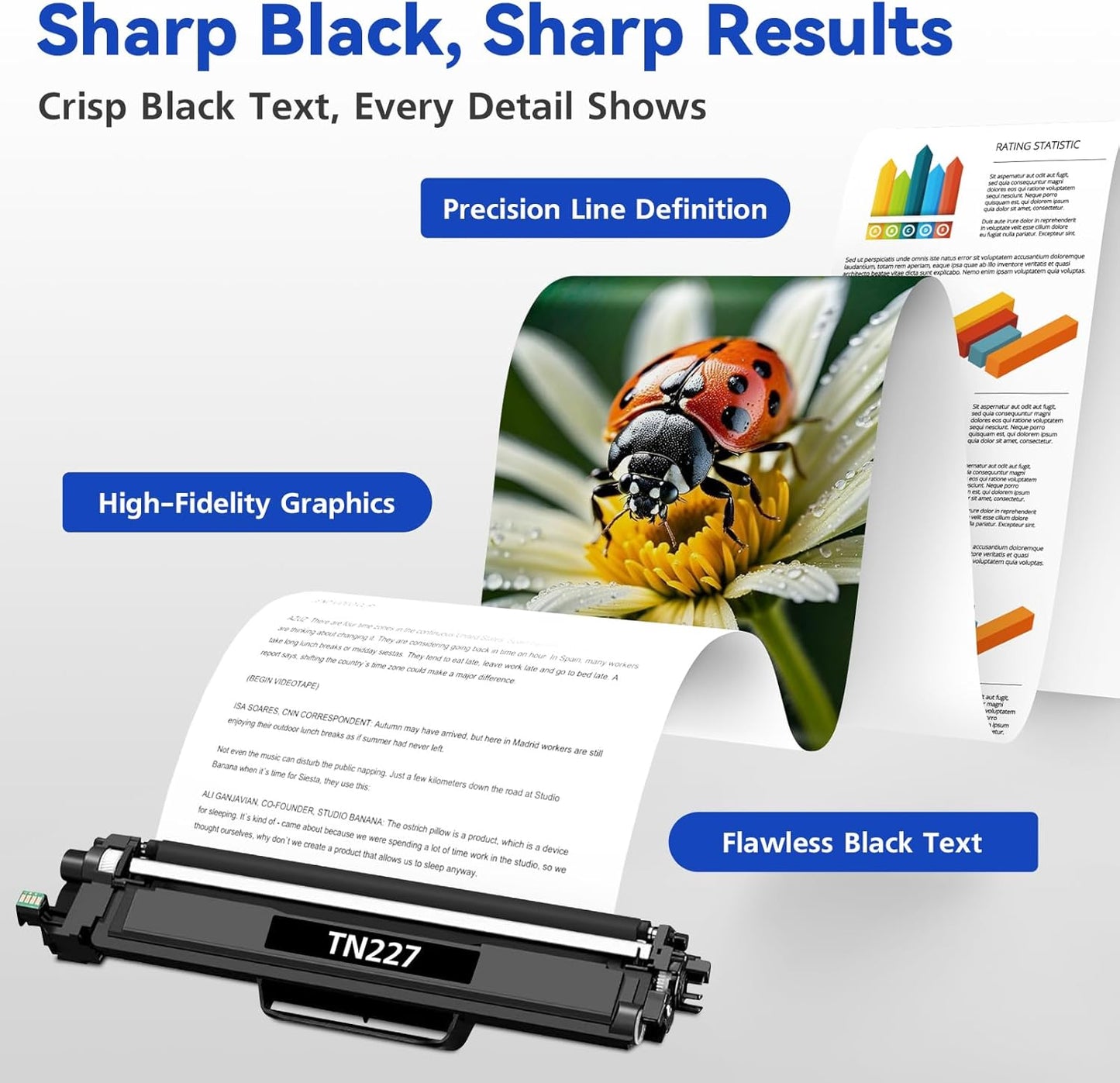 TN227 TN-227 Toner Cartridges 4Pack HL-L3210CW HL-L3270CDW HL-L3230CDW Compatible for Brother TN227 Toner Cartridges Combo Pack Compatible for HL-L3290CDW MFC-L3710CW MFC-L3770CDW HL-L3230CDN Printer