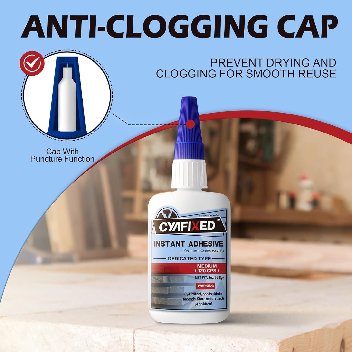 Professional Grade Cyanoacrylate Super Glue, Medium Viscosity CA Glue for Woodworking, 2 oz. (56.8 Grams) - Instant Adhesive for Woodturning, Pen Turning, Hobby Models & Most Wood Bonding