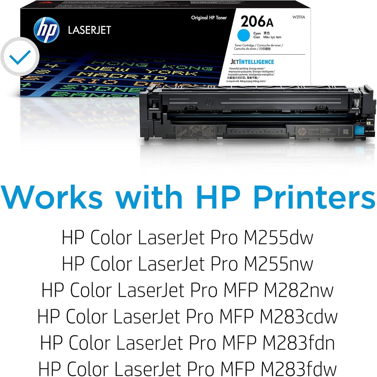 HP 206A Cyan Toner Cartridge | Works with HP Color LaserJet Pro M255, HP Color LaserJet Pro MFP M282, M283 Series | W2111A