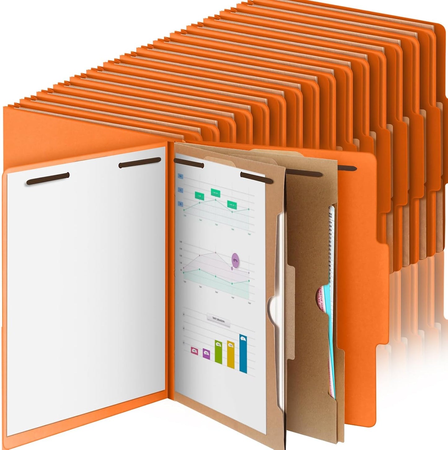 36 Pcs Classification Folders Letter Size, 2 Pocket Dividers Pressboard File Folder with Fasteners, Expanding File Organizer Bulk for Teachers, Clergy, Office, Church, Christmas (Orange)